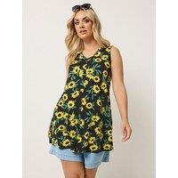 Yours Curve Pleat Front Vest - Black