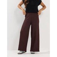 Pixiegirl Petite Textured Wide Leg Trouser - Brown