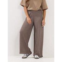Pixiegirl Petite Textured Wide Leg Trouser - Brown