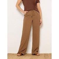 Long Tall Sally Textured Wide Leg Trousers 34" - Brown