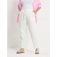 Yours Curve Tapered Linen Jogger - White