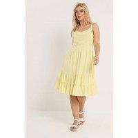Yours Curve Lace Jersey Knee Length Beach Dress - Yellow