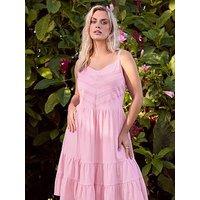 Yours Curve Mini Beach Lace Jersey Dress - Pink