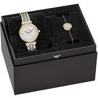 Emporio Armani Womens Two-Hand Two-Tone Stainless Steel Watch And Bracelet Set, Ar80086Set
