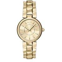 Armani Exchange Audora Womens Two-Hand Gold-Tone Stainless Steel Watch, Ax4407