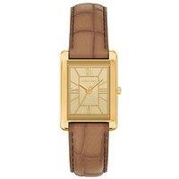 Michael Kors Womens Essex Three-Hand Brown Leather Watch, Mk7584