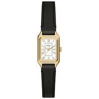 Fossil Womens Raquel Three-Hand Black Leather Watch, Es5470