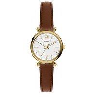Fossil Womens Carlie Three-Hand Brown Leather Watch, Es5464