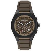 Armani Exchange Mens Sync Chronograph Brown Silicone Watch, Ax4293