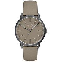 Armani Exchange Mens Three-Hand Grey Leather Watch, Ax2766