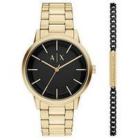 Armani Exchange Mens Gold Stainless Steel Watch And Bracelet Set, Ax7178Set