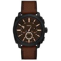 Fossil Mens Machine Chronograph, Black Stainless Steel Watch, Fs6101