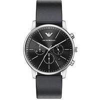 Emporio Armani Mens Chronograph Black Leather Watch, Ar11774