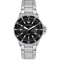 Emporio Armani Mens World Explorer Solar-Powered Three-Hand Stainless Steel Watch, Ar11787
