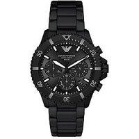Emporio Armani Mens World Explorer Solar-Powered Chronograph Black Stainless Steel Watch, Ar11784