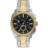 Fossil Mens Machine Chronograph Two-Tone Stainless Steel Watch, Fs6159