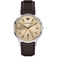 Emporio Armani Mens Three-Hand Date Brown Leather Watch, Ar11783