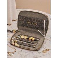 Katie Loxton Slim Jewellery Case , Heart Of Gold , Leopard , 9.5Cm X 17Cm X 7Cm