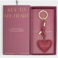 Katie Loxton Key To My Heart Gift Boxed Keyring , Raspberry Pink Suedette , 7Cm X 0.7Cm