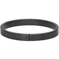 Armani Exchange Mens Black Stainless Steel Bangle Bracelet, Axg0173001