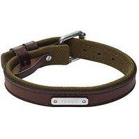 Fossil Mens Everett Colour Pop Green And Brown Leather Strap Bracelet, Ja7315998