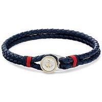 Tommy Hilfiger Men'S Nautical Blue Leather Bracelet