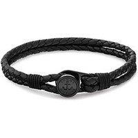 Tommy Hilfiger Men'S Nautical Black Leather Bracelet