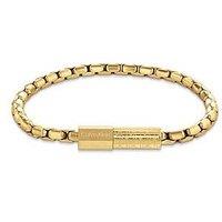 Calvin Klein Mens Ck Contoured Barrel Gold Plated Bracelet