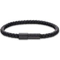 Calvin Klein Mens Ck Industrial Facets Gunmetal & Black Leather Bracelet