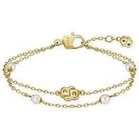 Boss Ladies Double B Mirelle Gold Ip And Pearl Bracelet
