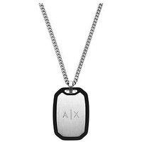 Armani Exchange Armani Exchange Mens Stainless Steel Dog Tag Necklace, Axg0169040