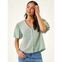 Roman Petite Embroidered V-Neck Top