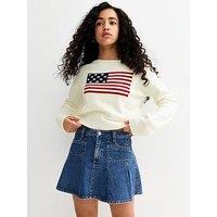 New Look 915 Girls American Flag Slash Neck Jumper - Cream