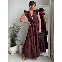 Style Cheat Indie Tiered Cut Out Dress - Brown