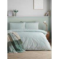 Catherine Lansfield Epping Textured Stripe Green Duvet Set