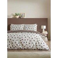 Catherine Lansfield Polka Dot Chocolate Double Duvet Set