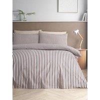 Catherine Lansfield Epping Textured Stripe Chocolate Super King Duvet Set