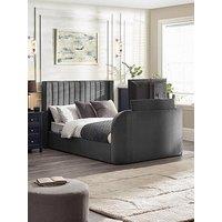 Julian Bowen Clara Side Lift Ottoman Storage Tv Bed - Fits Up To 43 Inch Tv - Dark Grey - Super King