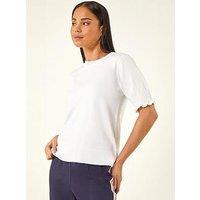 Roman Petite Shirred Sleeve Knit Top