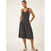 Roman Floral Spot Print Midi Dress