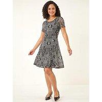 Roman Border Print Mesh Dress