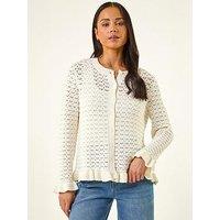 Roman Petite Textured Frill Hem Knit Cardigan