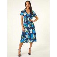 Roman Petite Floral Print Button Dress