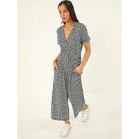 Roman Petite Ditsy Wrap Jumpsuit