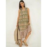 Roman Border Print Midi Smock Dress