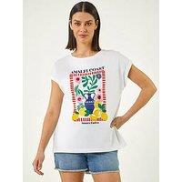 Roman Placement Print Beaded T-Shirt