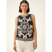 Roman Butterfly Embroidered Vest Top