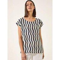Roman Wave Stripe Print Tunic Top