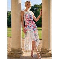 Roman Floral Print High Low Midi Dress