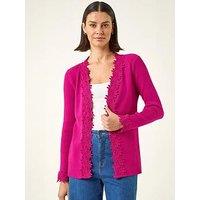 Roman Lace Trim Knit Cardigan